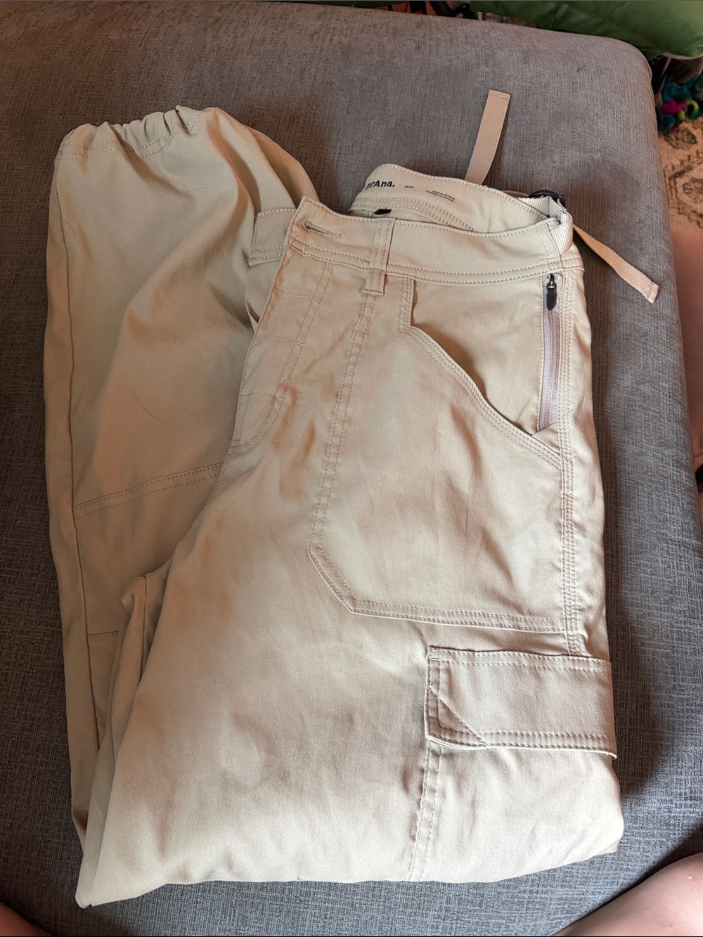 Prana Light Beige Utility Track Pants with Cargo Pocket